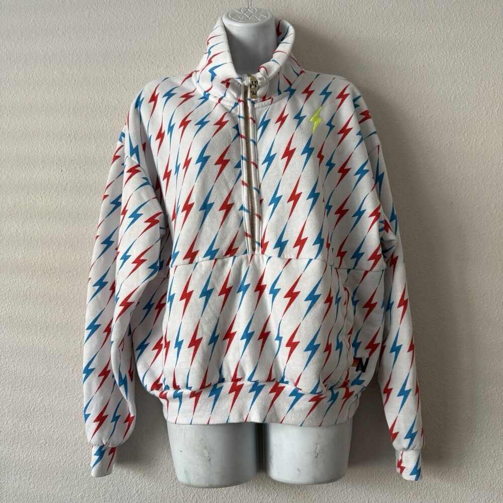 Aviator Nation Bolt Fleece Unisex Sweatshirt S Geometric Logo Relaxed Pockets